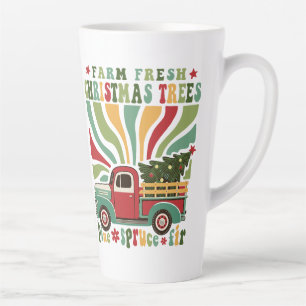 Tasse Latte Boho Christmas Farm Arbres frais Camion