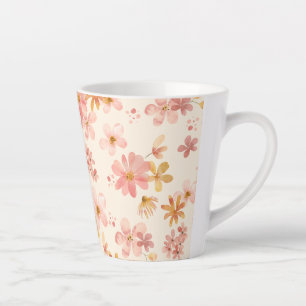 Tasse Latte Boho hippie rustique fleurs naturelles