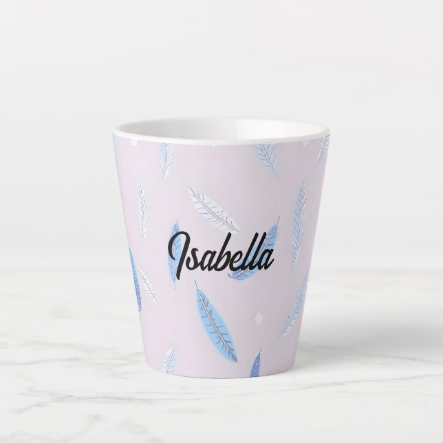 Tasse Latte Boho Trendy Feathers Luxury Collection (Devant)