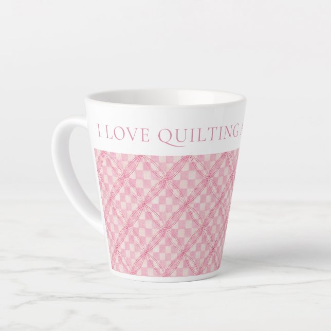 Tasse Latte BOÎTE EN DOSSIER DE CONTRÔLE ROSE + Texte (Angle gauche)