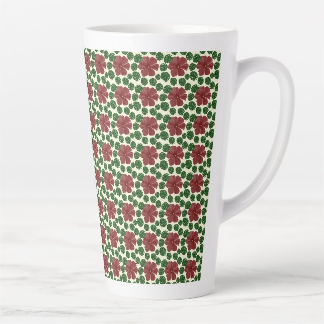 Tasse Latte Bold Red Floral Seamless Pattern   (Droite)