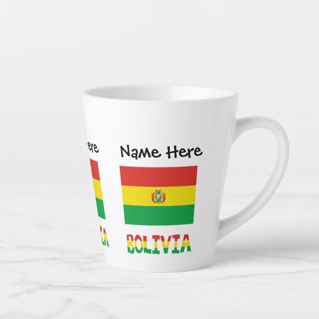 Tasse Latte Bolivie Drapeau bolivien Personnalisé (Droite)