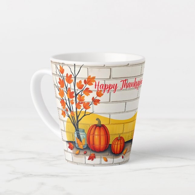 Tasse Latte Bon thanksgiving tendance Belle automne (Angle gauche)