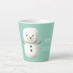 Tasse Latte Bonhomme de neige de Noël mignon à la menthe