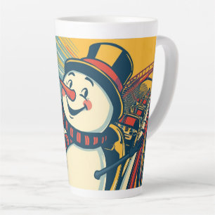 Tasse Latte bonhomme de neige profitant d'un tour de dessous d