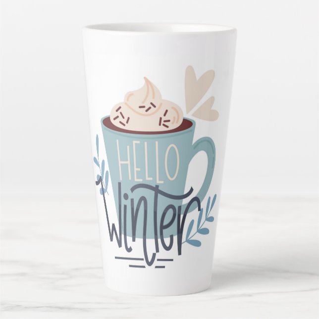 Tasse Latte Bonjour hiver (Devant)