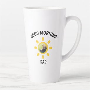 Tasse Latte Bonjour Papa Photo Personnalisée