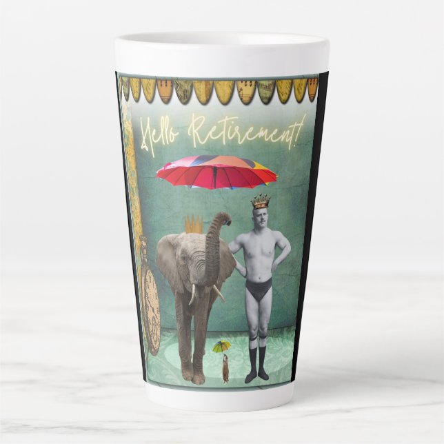 Tasse Latte Bonjour Retraite Vintage Strongman (Devant)