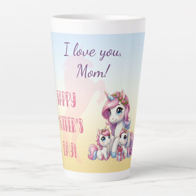 Tasse Latte "Bonne fête des mères !" Unicorne (Devant)