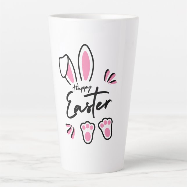 Tasse Latte Bonne Pâques (rose) (Devant)