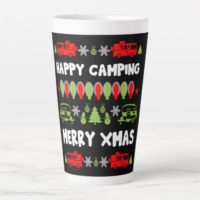 Tasse Latte Bonne saison de Noël caravane (Devant)