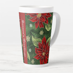 Tasse Latte Bonnes Fêtes Poinsettia