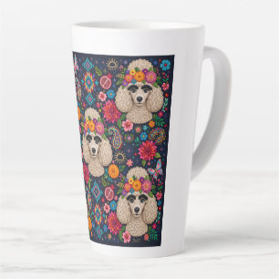 Tasse Latte Boo22 Artiste Caniche Boho Floral – Caniche Coloré
