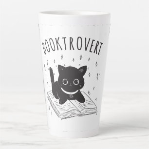 Tasse Latte Booktrovert chat avec livre et étoiles