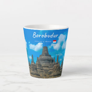 Tasse Latte Borobudur, Indonésie - Ancien temple bouddhiste S