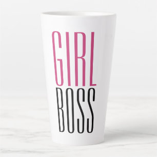 Tasse Latte Boss de marque personnalisée Typographie noir rose