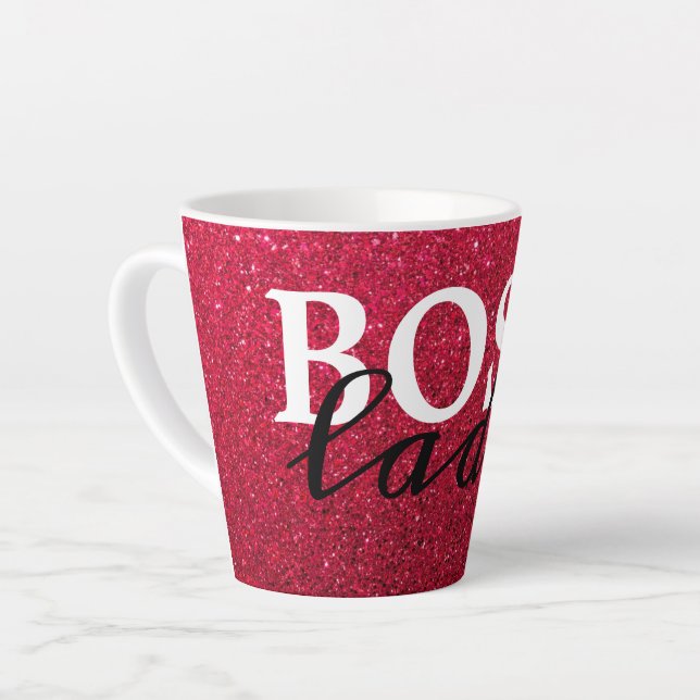 Tasse Latte Boss Lady Parties scintillant rouge (Angle gauche)