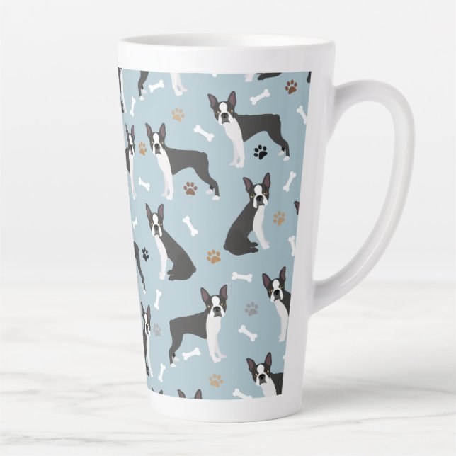 Tasse Latte Boston Terrier Bones and Paws (Droite)