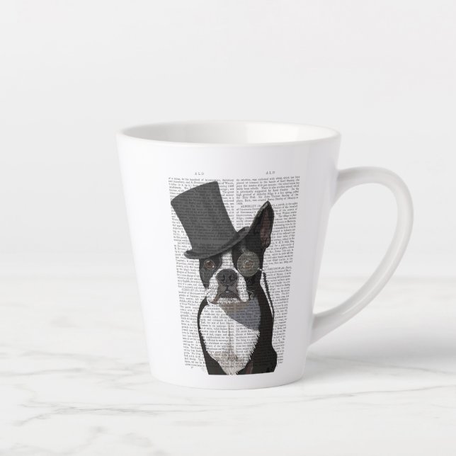 Tasse Latte Boston Terrier, Formal Hound et Casquette (Droite)