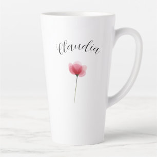 Tasse Latte Botanique Florale Aquarelle Minimaliste Tendance M