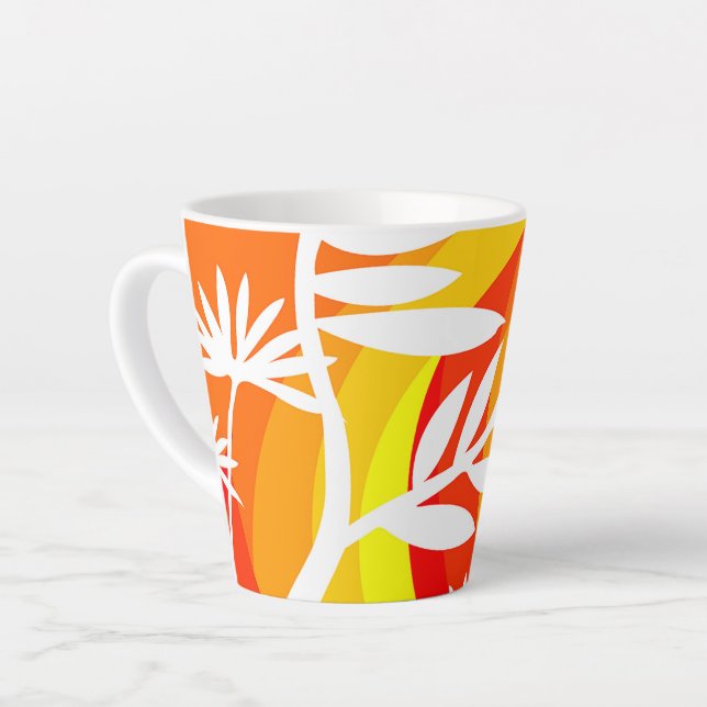 Tasse Latte Botanique orange et blanche (Angle gauche)