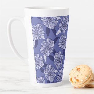 Tasse Latte Botanique Violet Floral Line Art