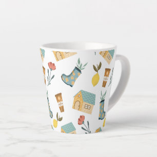 Tasse Latte Bottes de jardinage et café mignon de cottage cosy