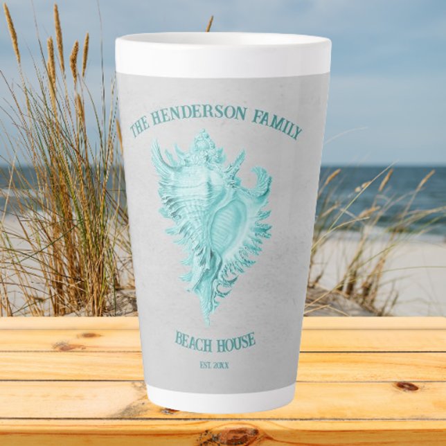 Tasse Latte Bouche en latte de la coquille turquoise (Teal Conch Shell Personalized Latte Mug)