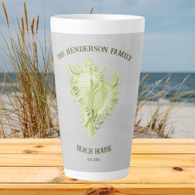 Tasse Latte Bouche en latte verte à cône (Green Conch Shell Personalized Latte Mug)