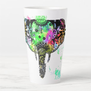 Tasse Latte Bouchon de peinture moderne à l'éléphant mandala a