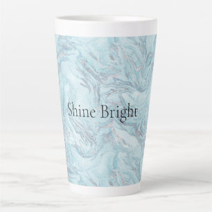 Tasse Latte Boucles de marbre bleu Aqua Silver