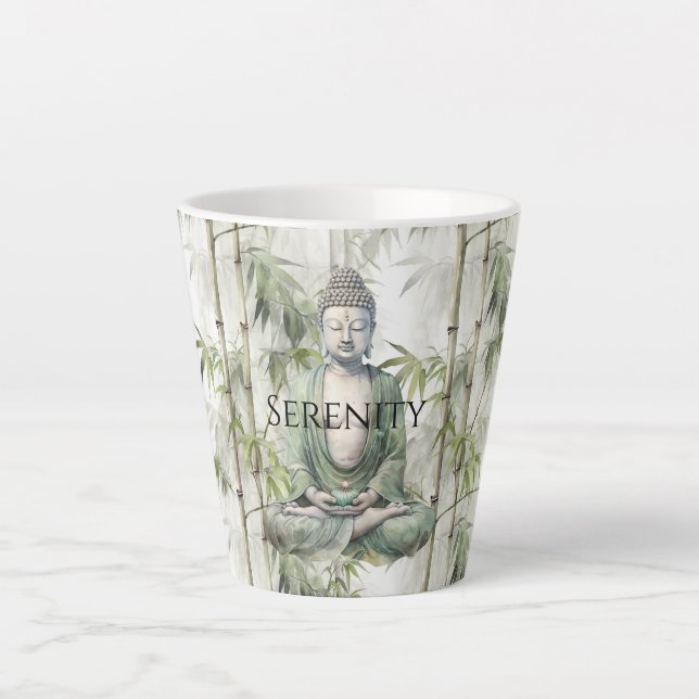 Tasse Latte Bouddha de sérénité en bambou vert (Devant)