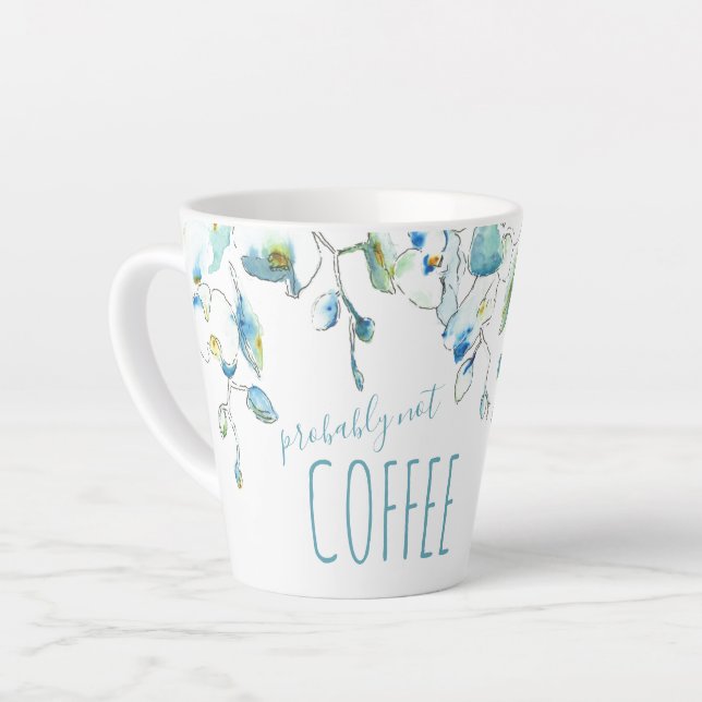 Tasse Latte Boue d'orchidée bleu aquarelle (Angle gauche)