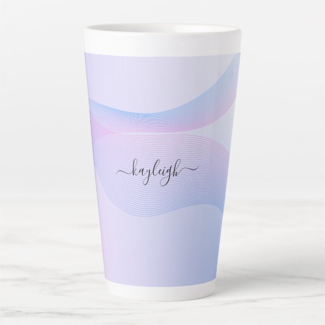 Tasse Latte Boue en latte bleue rose Abstraite (Devant)