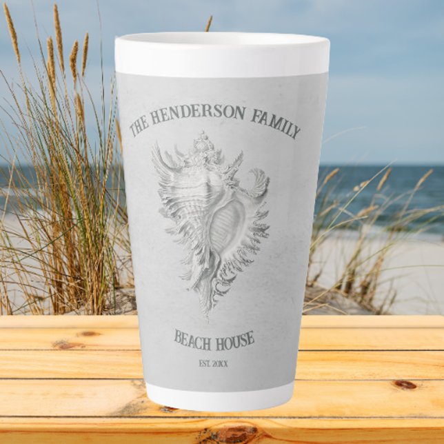 Tasse Latte Boue en latte de cône gris (Gray Conch Shell Personalized Latte Mug)