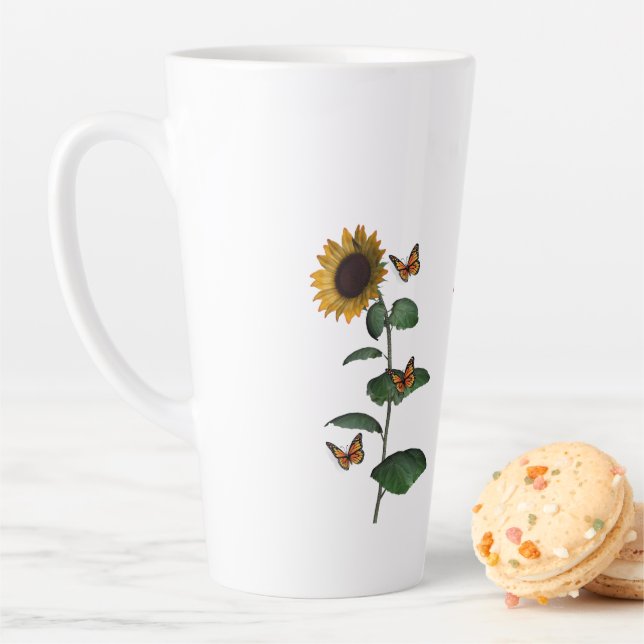 Tasse Latte Boue en latte de papillon de tournesol (En situation)