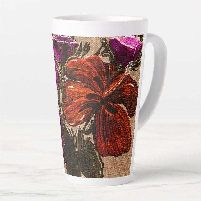 Tasse Latte Boue florale d'automne orange (Angle droit)
