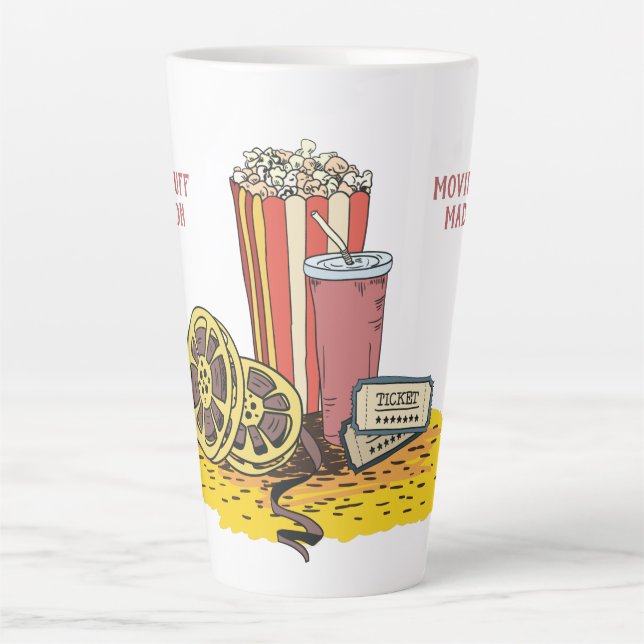 Tasse Latte Bouffée de film texte personnalisé (Devant)