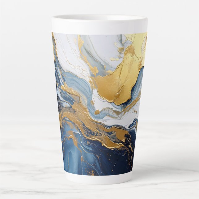 Tasse Latte Bouffée en or et bleu (Devant)
