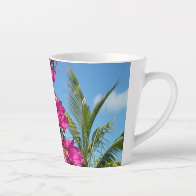 Tasse Latte Bougainvilliers et palmiers paysage tropical (Droite)