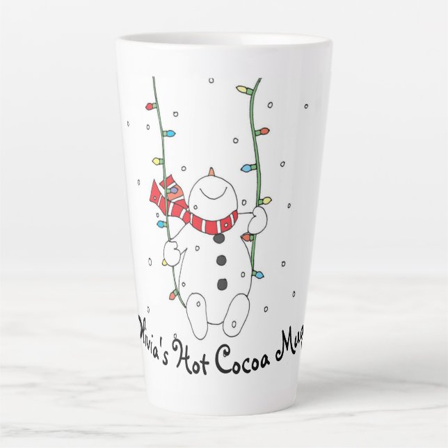 Tasse Latte Bouge de cacao chaud personnalisée Snowman (Devant)
