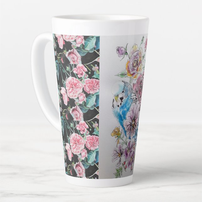 Tasse Latte Bougie bleue Cute et bouge en latte Rose (Angle gauche)