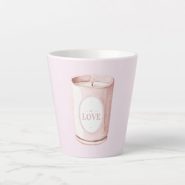 Tasse Latte Bougie d'amour rose (Devant)