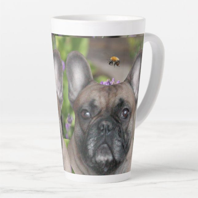 Tasse Latte Bouledogue français avec abeille (Angle droit)