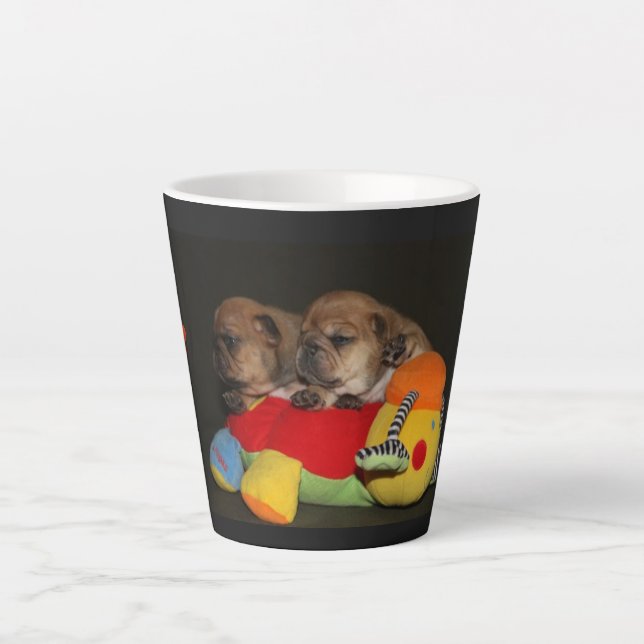 Tasse Latte Bouledogue Français chiots mignons (Devant)