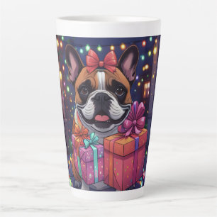 Tasse Latte Bouledogue français Guirlande lumineuse Noël
