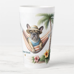 Tasse Latte Bouledogue français Palme Plage Bouledogue Françai