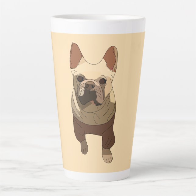 Tasse Latte Bouledogue Français, pêche douce (Devant)