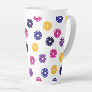 Tasse Latte 💛 Boulettes jaunes et 💜 violettes en blanc 