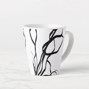 Tasse Latte Bouquet Blanc : Abstrait blanc & noir